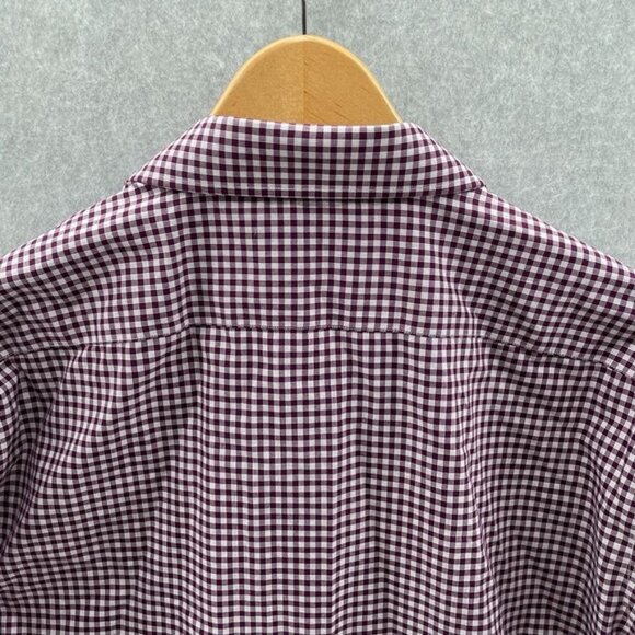 Banana Republic Button Front Shirt Mens Large Red White Gingham Plaid Cotton - Picture 4 of 8